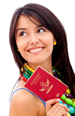 Frau mit Reisepass