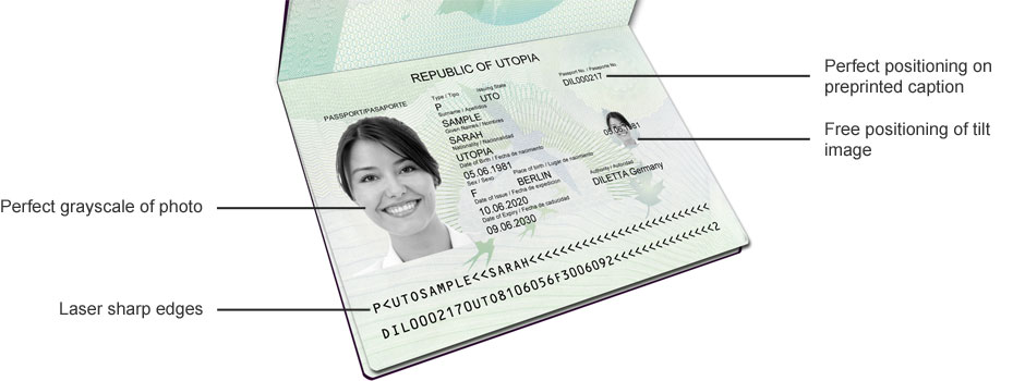 Pasaporte grabado por láser