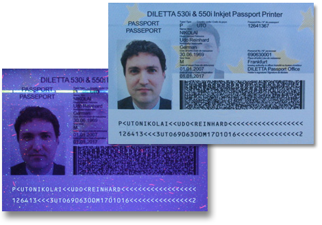 Passport printed with UV Black